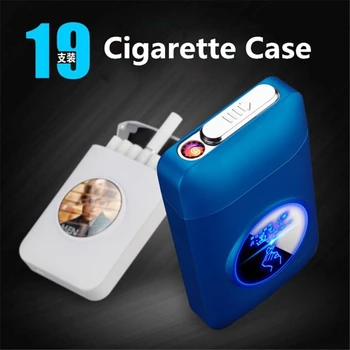 

New 19pcs Cigarette Box with Lighter Cigarette Case USB Charging Electronic Lighters Smoking Accessories Waterproof Fire Starter