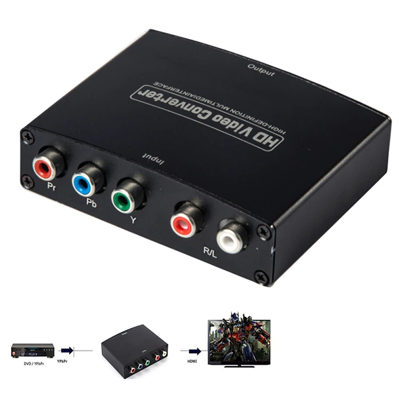 5 RCA Ypbpr компонент к HDMI HDTV Видео Аудио конвертер адаптер с источником питания (USB DC