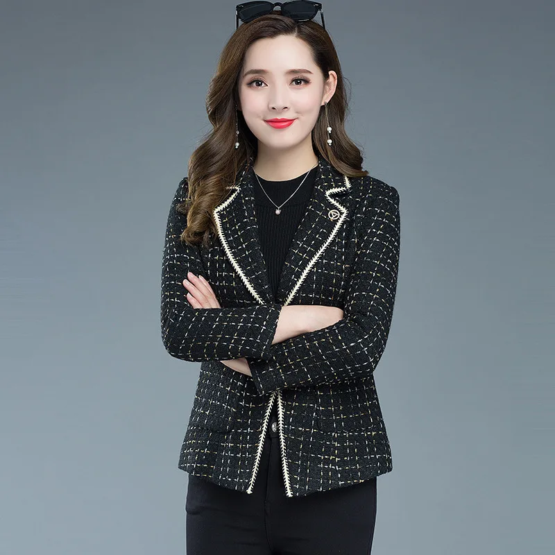 

Pattern Small Suit Coat Women's Short 2019 Autumn New Style Elegant Korean-style Versatile Long Sleeve Graceful Tops Fashion