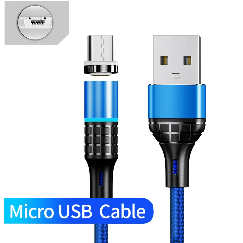 For Type c Blue Udyr Магнитный кабель Micro usb type C зарядный кабель для samsung iPhone 7 6 зарядное устройство быстрый Магнитный кабель USB C Шнур адаптер для проводов - Цвет: For Type c Blue