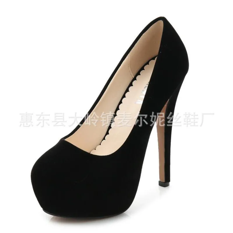 Высокая HeelsWomen туфли-лодочки Модная обувь из флока Женские сандалии высотой 4 см