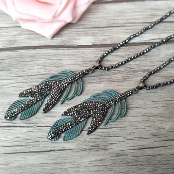 

5 Strands Hematite beads necklace,Metal brass leather Charm Pendant paved Crystal Rhinestone necklaces Jewelry NK239