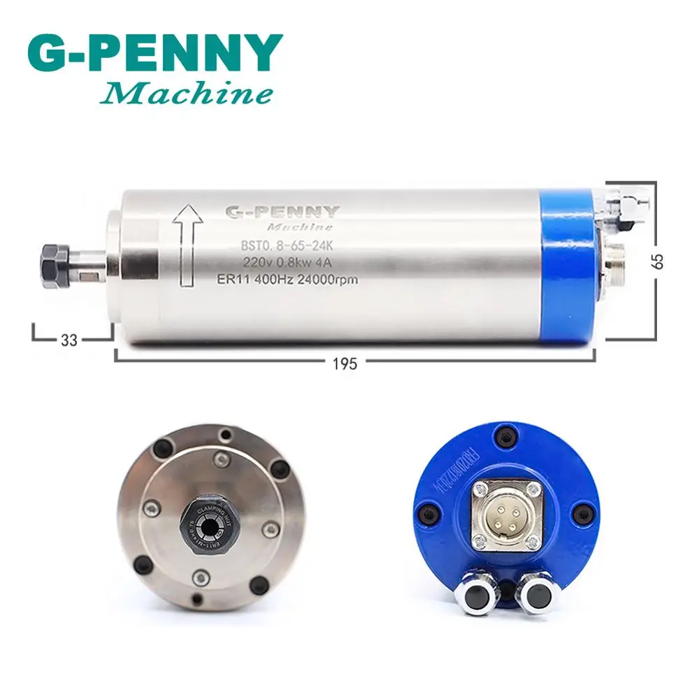 G-PENNY 220V 0.8KW ER11 фрезерный станок с ЧПУ с водяным охлаждением двигателя шпинделя деревообрабатывающий фрезерный станок с ЧПУ шпиндель мотора 65x195 мм с 4 подшипника