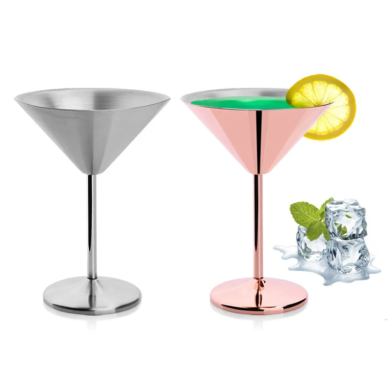 

100-200ml Metal Goblet 304 Stainless Steel Martini Cocktail Wine Glass Cup Bar Family Silver Copper-Colored Gemini Wine Cup