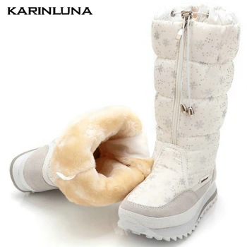 

Fashion Brand New High Quality woman shoes Snow Winter Boots Plush Warm Round Toe Plarform Waterproof Mid-calf