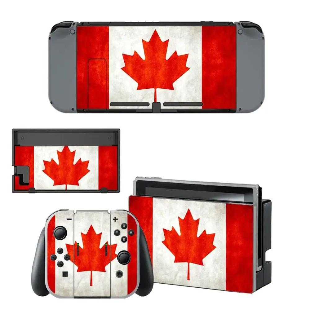 Канадский флаг Виниловая наклейка на переключатель для nintendo Switch полный набор