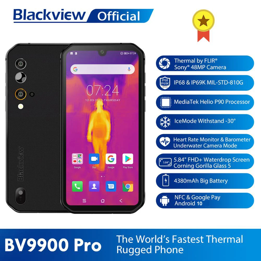 Buy Blackview BV9900 Pro Thermal Camera Smartphone IP68 Waterproof 8GB+128GB Helio P90 Rugged Phone Quad 48MP Camera 4G Mobile Phone