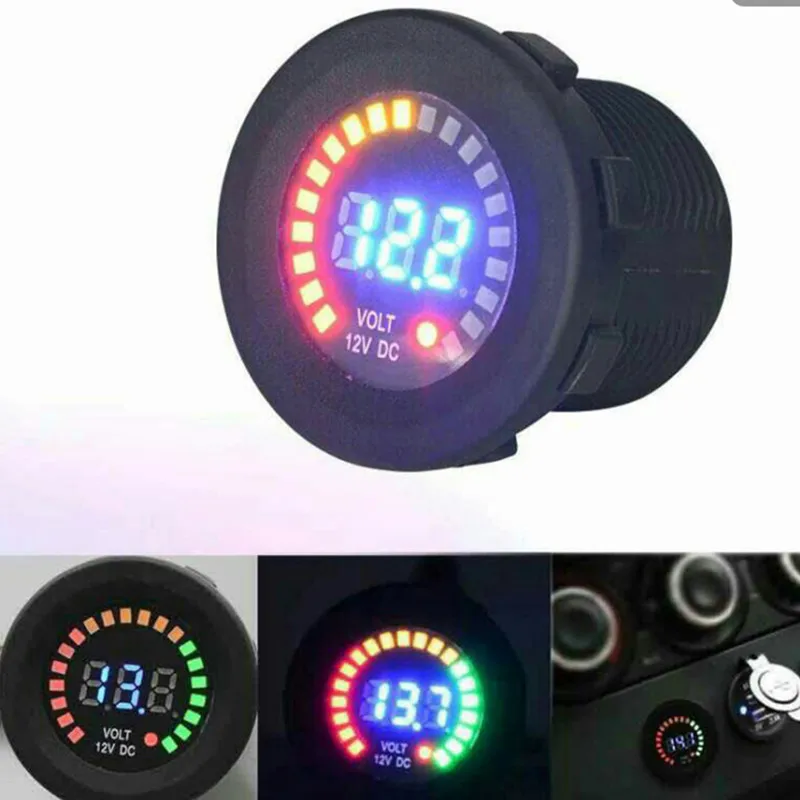 

12v 24v DC Colorful LED Car Moto Voltage Volt Meter Waterproof Blue Digital Panel Display Boat Motorcycle Auto Accessories Parts