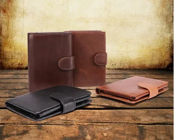 

Vintage Men Wallet Genuine Leather Short Wallets Male Multifunctional Cowhide Male Purse Coin Pocket Photo Card Holder