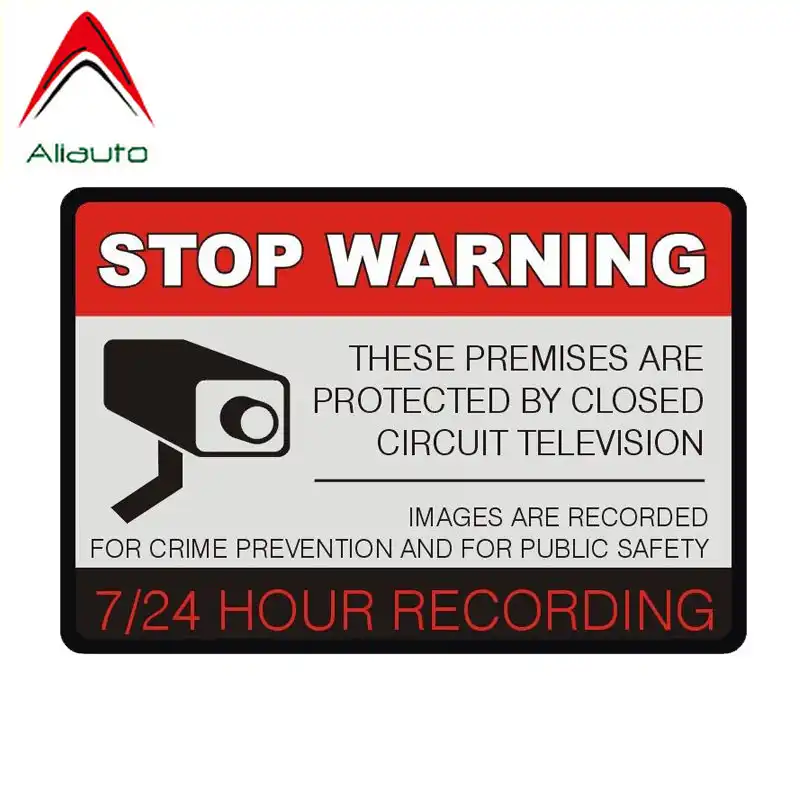 Aliauto 警告車のステッカーによるこれらの施設は 保護閉回路テレビデカールアクセサリー Pvc オペル Vw 12 センチメートル 8 センチメートル 車のステッカー Aliexpress