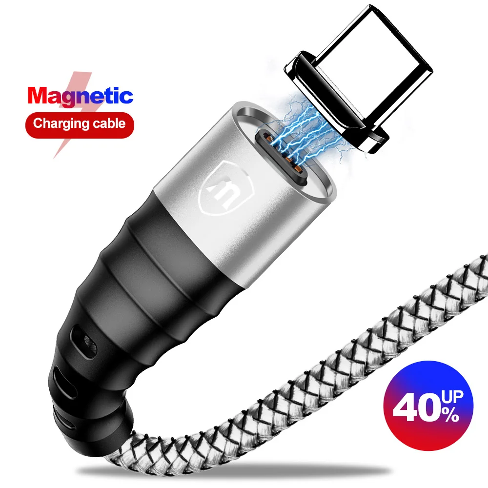 Silver for Type C Marjay Магнитный зарядный кабель для iPhone 7 Тип C Быстрый зарядный кабель для передачи данных для samsung A60 Магнит Micro USB Зарядное устройство адаптер для Xiaomi - Цвет: Silver for Type C