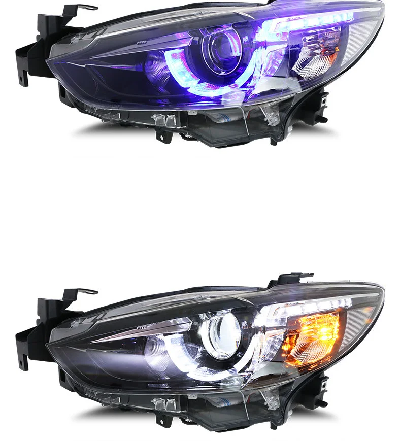 

Osmrk HID LED headlight assembly angel eye daytime running light with turn signal for Mazda Atenza