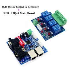 4CH Relay DMX512 Decoder XLR + RJ45 Main Board LED Controller DC 12V Output 4 Group relay switch 16CH TTL Signal
