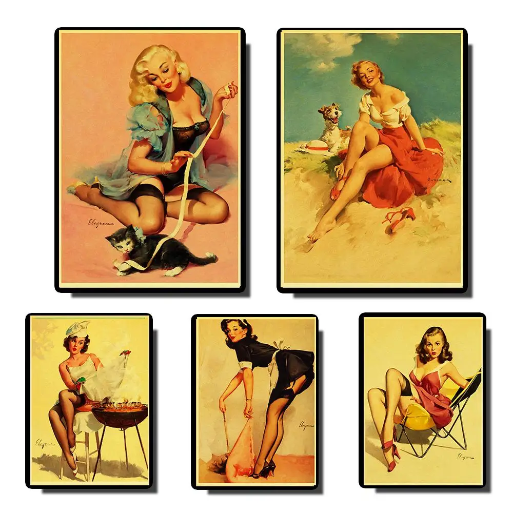 Pin up Girl vintage posters Prints Wall Painting high Quality Decor Poster Wall Painting Home Decoration