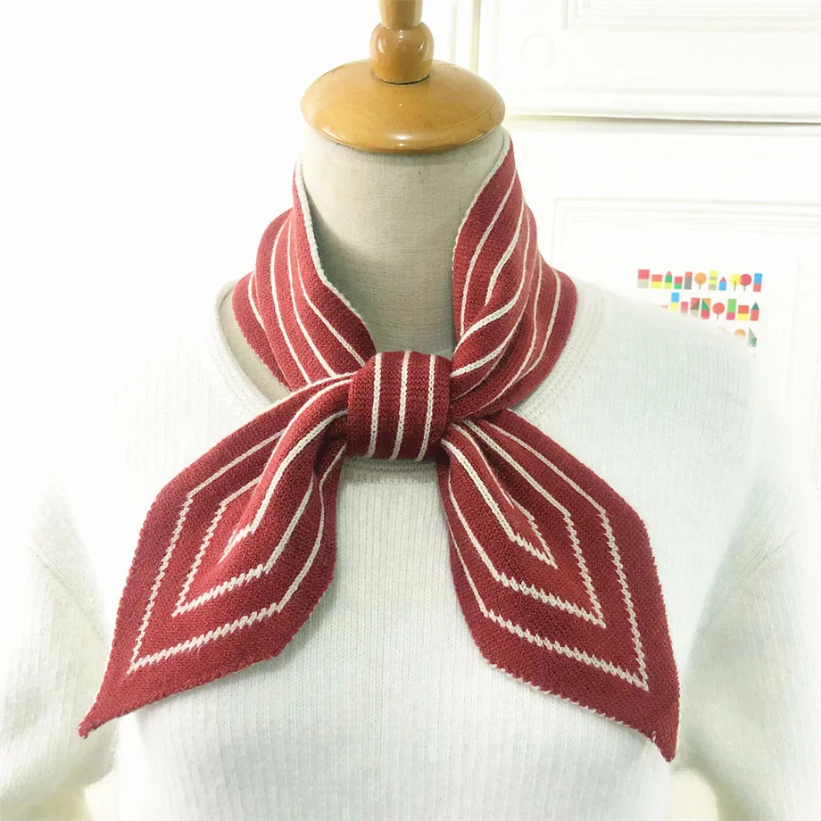 Вязаный шарф дизайн полосатый роскошный брендовый шарф женский зимний теплый шарф длинный узкий маленький шарф женский шейный платок шарфы - Цвет: 2