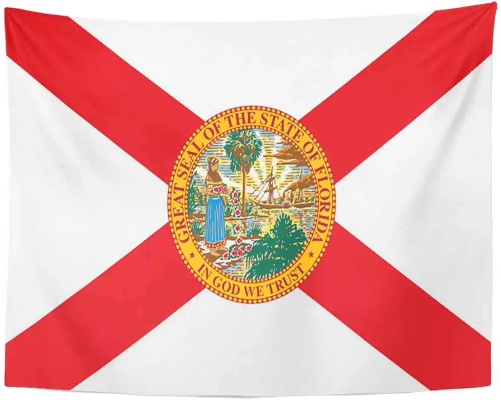 Tapestry America Florida State Flag USA Celebration Tapestries Wall Hanging for Living Room Bedroom Dorm | Дом и сад