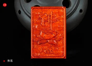 

LETSFUN Fine Jewelry Indonesian Blood Dragon Wood Manual Sculpture Lotus and Buddha Word Pendant Free Shipping