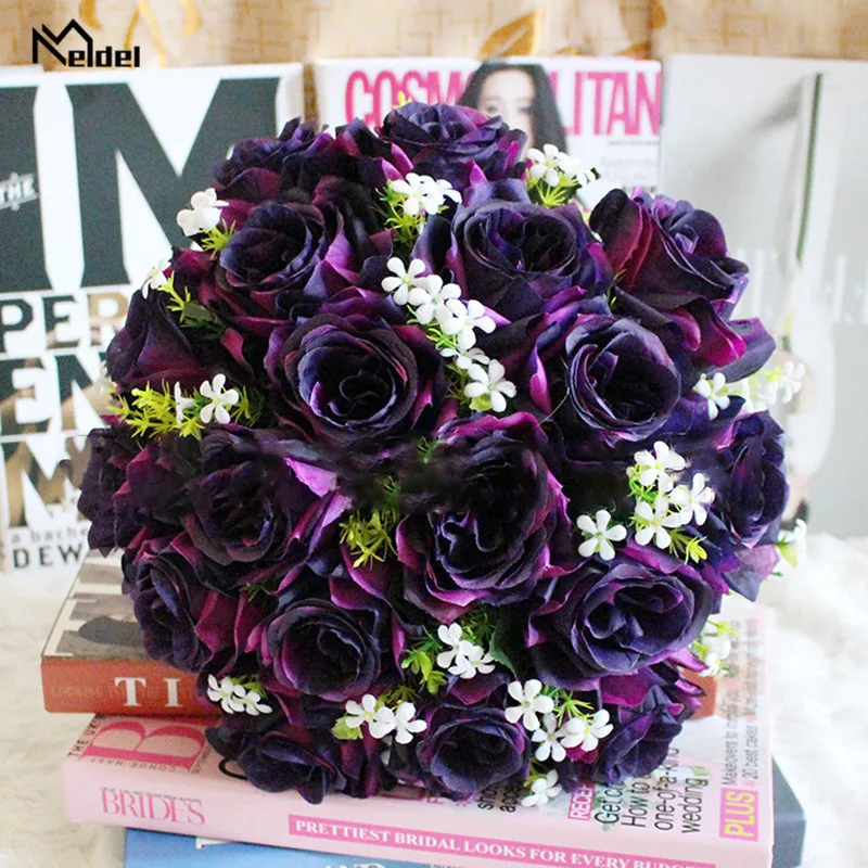 

Artificial Flower Roses Gypsophila Bouquet 18 Head Fake Rose Wedding Flower Bride Bouquet Home Table Girl Gift Silk Fake Flowers