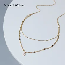 Timeless Wonder Titanium Zirconia Chains Layered Necklace Women Stainless Steel Jewelry Punk Boho Gothic Ins Statement Gold 5321