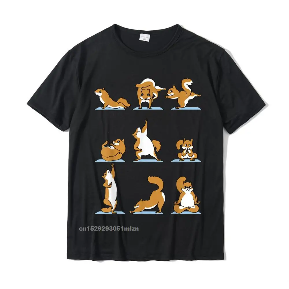 Male Latest Printed On Tops Tees Round Collar Summer 100% Cotton T-shirts Design Short Sleeve Squirrel Yoga T-Shirt__3670 Tees Squirrel Yoga T-Shirt__3670 black