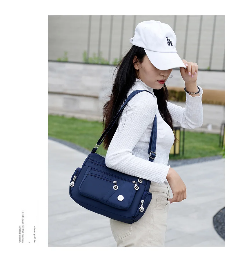 2021 Fashion Women Shoulder Messenger Bag Nylon Oxford Lightweight Waterproof Zipper Package Large Capacity Travel Crossbody Bag