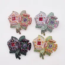 

Women's Cubic Zircon Micro pave flower connector for necklace /bracelet golden plated