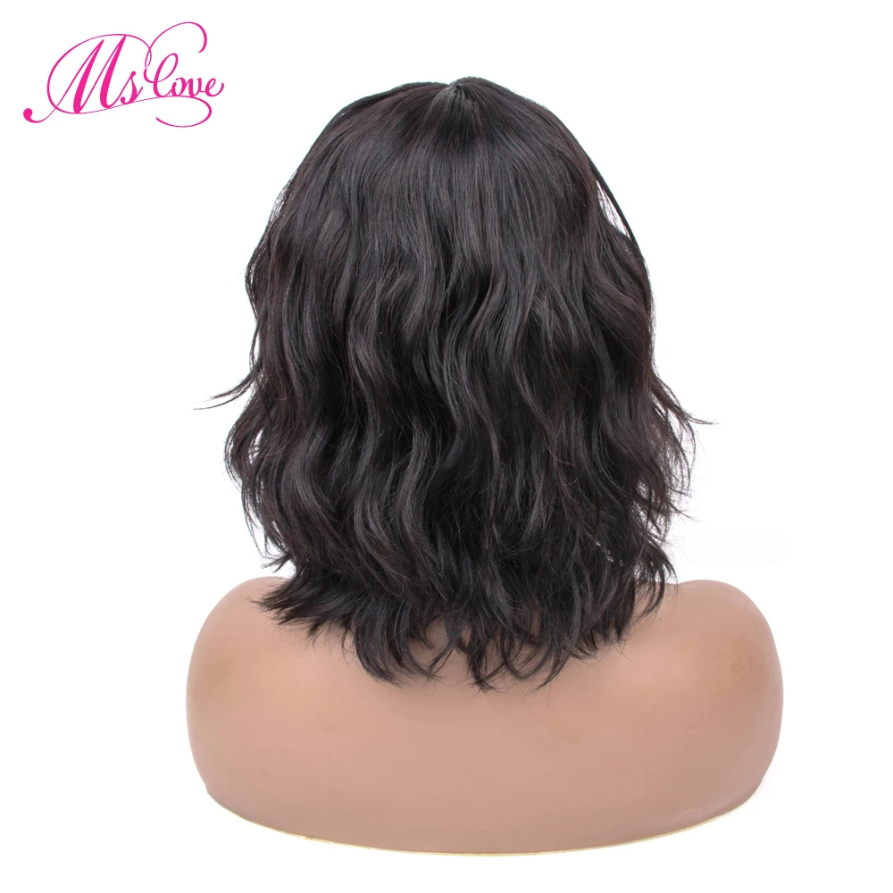 Короткие парики из человеческих волос с челкой для черных женщин свободные тела волна бразильский парик натуральный цвет темно-коричневый парик волос Mslove