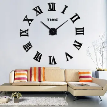 

3D DIY Modern Roman Numbers Living Room Clock Home Decoration Novelty Wall Clock