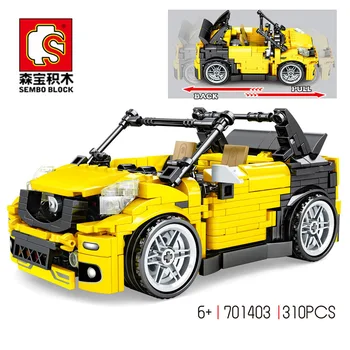 

Sembo Technic Pull Back Car Building Blocks 310Pcs Yellow DIY Constructor Block Super Racing Vehicle Model Kit Toys For Children