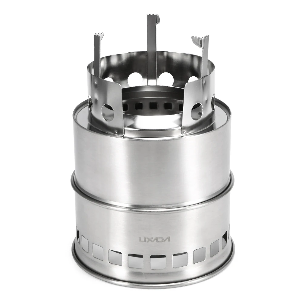 

Folding Camping Stove Outdoor Stove Cooking Wood Burning Stove with Alcohol Tray Hiking Backpacking Picnic
