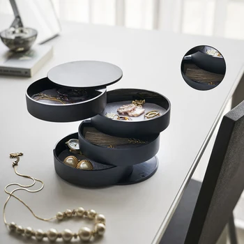 

Useful 4 layer Jewelry Box Round Storage Organizer Necklace Bracelet Earring Case Holder Gift Fashion Cosmetics Boxes