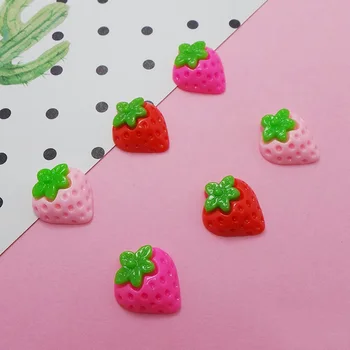 

100Pcs Sweet Cute Strawberry Resin Flatback Cabochons Miniature Food for Phone Deco Scrapbooking DIY Embellishment Crafts