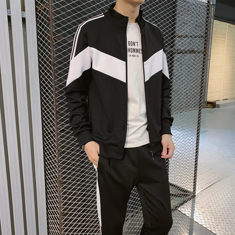 Chandal Hombre, Ropa Hombre, осенний свитер, толстовка с капюшоном и штаны, комплект из 2 предметов, костюмы, уличная одежда, тренировочный костюм для мужчин - Цвет: Blackandwhite