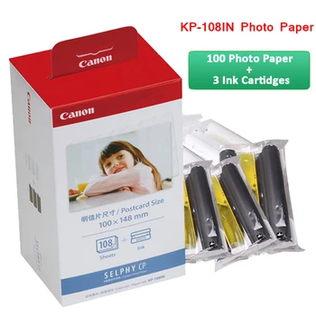 

KP-108IN 100*148mm Photo Papers and 3 Ink Cartridge for Canon Selphy CP Series Photo Printer CP800 CP910 CP1200 CP1300
