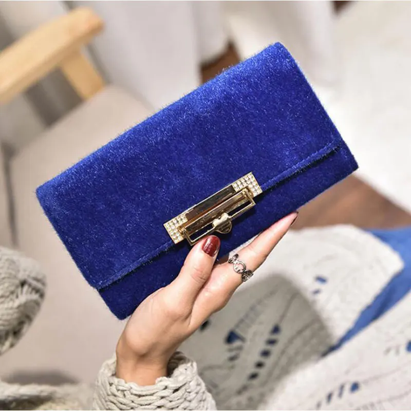 

LJT Women Long Wallets Fashion Money Clip Purse Rabbit Fur Lock Large Capacity Cover Wallet Ladies Clutch Bag With Cellphone Bag