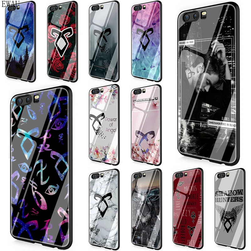 EWAU shadowhunter чехол из закаленного стекла для телефона для huawei Y6 Y9 mate 20 Honor 7A 8X9 10 Lite Pro