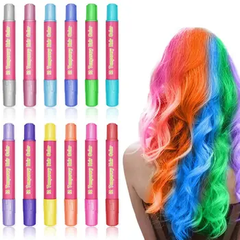 

12 color hair coloring crayon set Hair dye pen Hair cream temporary Safe For Kids Adults Disposable Temporary hair coloring pen