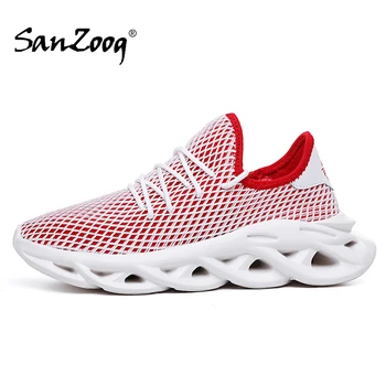 

Sanzoog Brand Breathable Running Shoes For Men Chaussure Homme Sport Mens Red Sneakers Sports Shoes Gym Runing White