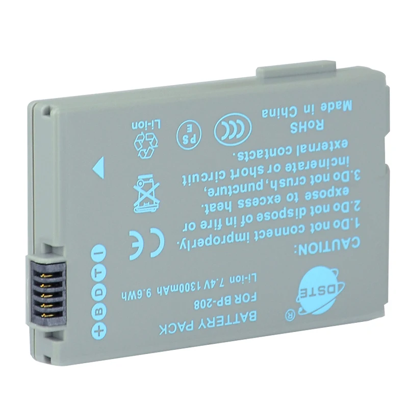 2 шт. 1300 мАч 7,4 V DSTE BP-208 Батарея Зарядное устройство для Canon DC22 DC220 DC230 DC40 DC50 DC51 DC95 для Elura100 FVM300 Ivis DC22