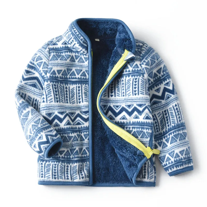2-8T Children Clothing for Boys Girls Winter Fleece Jackets Zipper Blue Cute Hot Selling Thick Baby Coats | Детская одежда и обувь