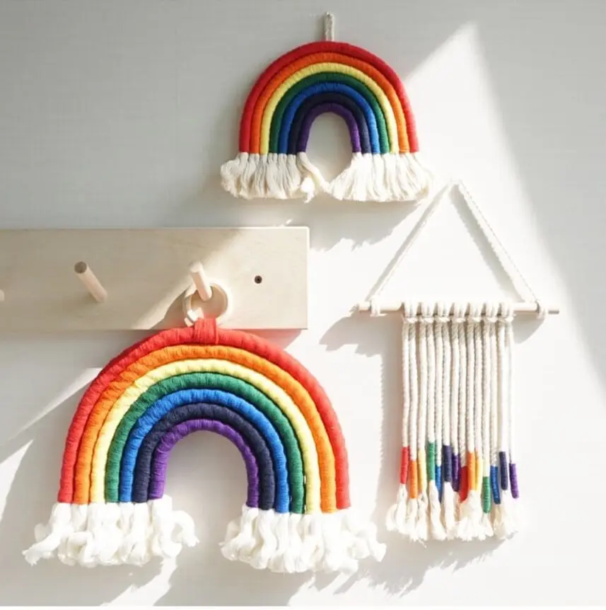 geneic DIY Rope Rainbow Hanging Handmade Weaving Ornament Nordic Baby Kids Room Wall Decor Nursery Hanging Home Decor Accessories