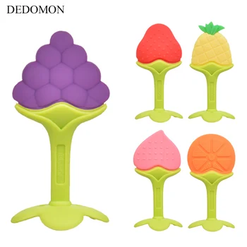 

1 Pc Baby Teether Food Grade Silicone Teether Colorful Fruit Shape Teething Toy Training Infant Toddler Chew Tooth Toys BPA Free