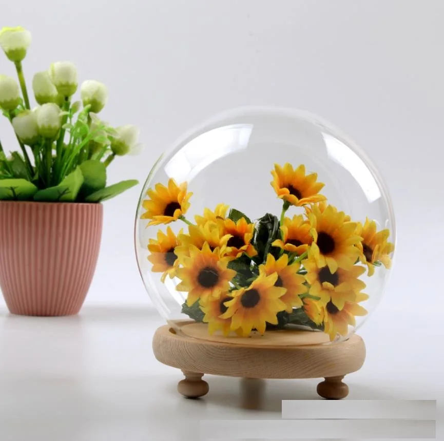 Абажур стеклянный колокольчик деревянная подставка для украшения дома и свадьбы