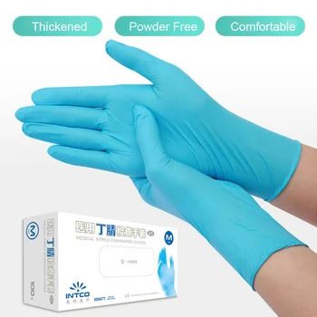

100Pcs Disposable Nitrile Glove Powder Free Examination Gloves Thickened Protective Gloves for Home Food Laboratory