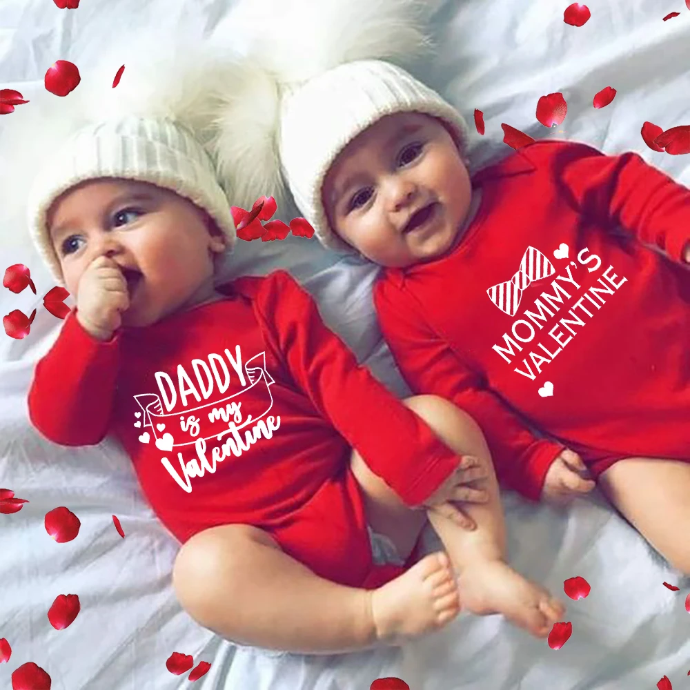 Papà/Mamma È Il Mio San Valentino Neonato Body In Cotone Neonati Ragazze Tute A Maniche Lunghe Abiti Bambini Nati Abbigliamento Strisciante