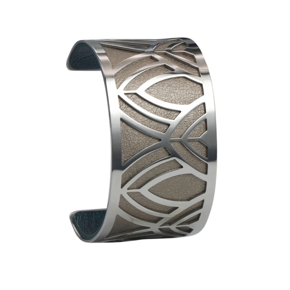 green silver Legenstar Manchette браслеты для женщин Manchette Femme Реверсивные кожаные манжеты браслет из нержавеющей стали ювелирные изделия - Окраска металла: green silver