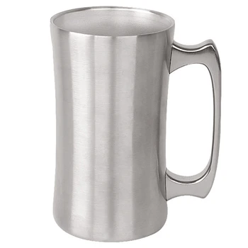 

ABZB-Outdoor Camping Beer Mug Stainless Steel Double-Layer Coffee Mug Vacuum Insulation Cold Coffee Cup Household Water Glass Tr