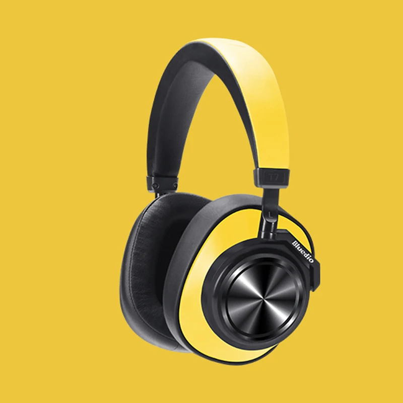 Bluedio T7 Беспроводные Bluetooth 5,0 наушники с активным шумоподавлением стерео интеллектуальная Спортивная гарнитура AI с микрофоном - Цвет: Yellow