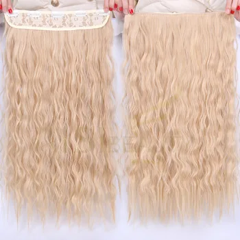 AISI BEAUTY Long Clips in Hair Extension Synthetic Natural Hair Water Wave Blonde Black Brown Red 22 2