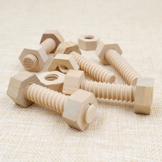 Early Education Educational Screw Nut Assembling Wooden Toy Solid Wood Screw Nut Hands-On Teaching Aid Educational Toy For Child 2